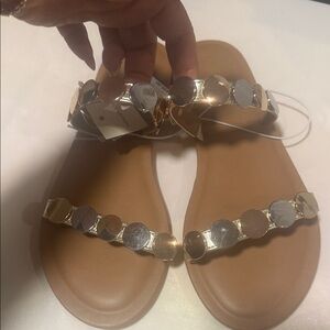 Stylish Gold and Silver Women's Sandals size9